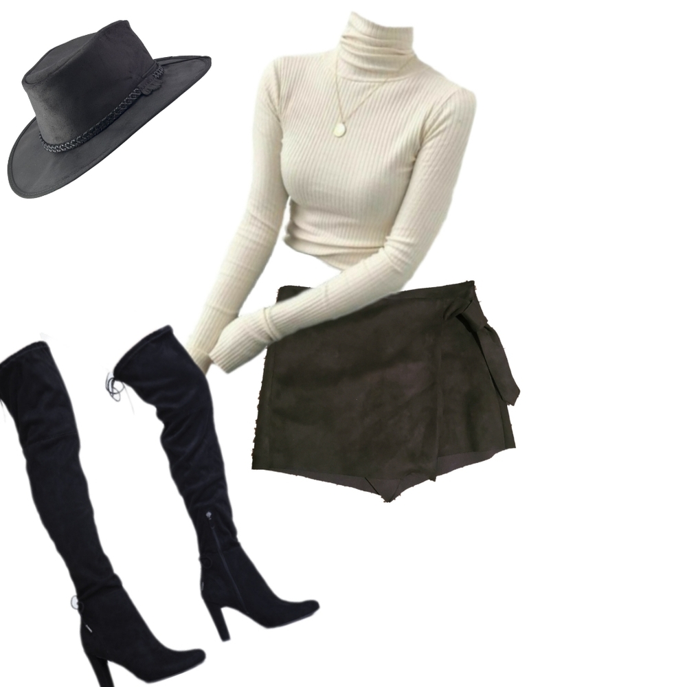 Zara Faux Suede Skort with Side Knot - Picture 9 of 11